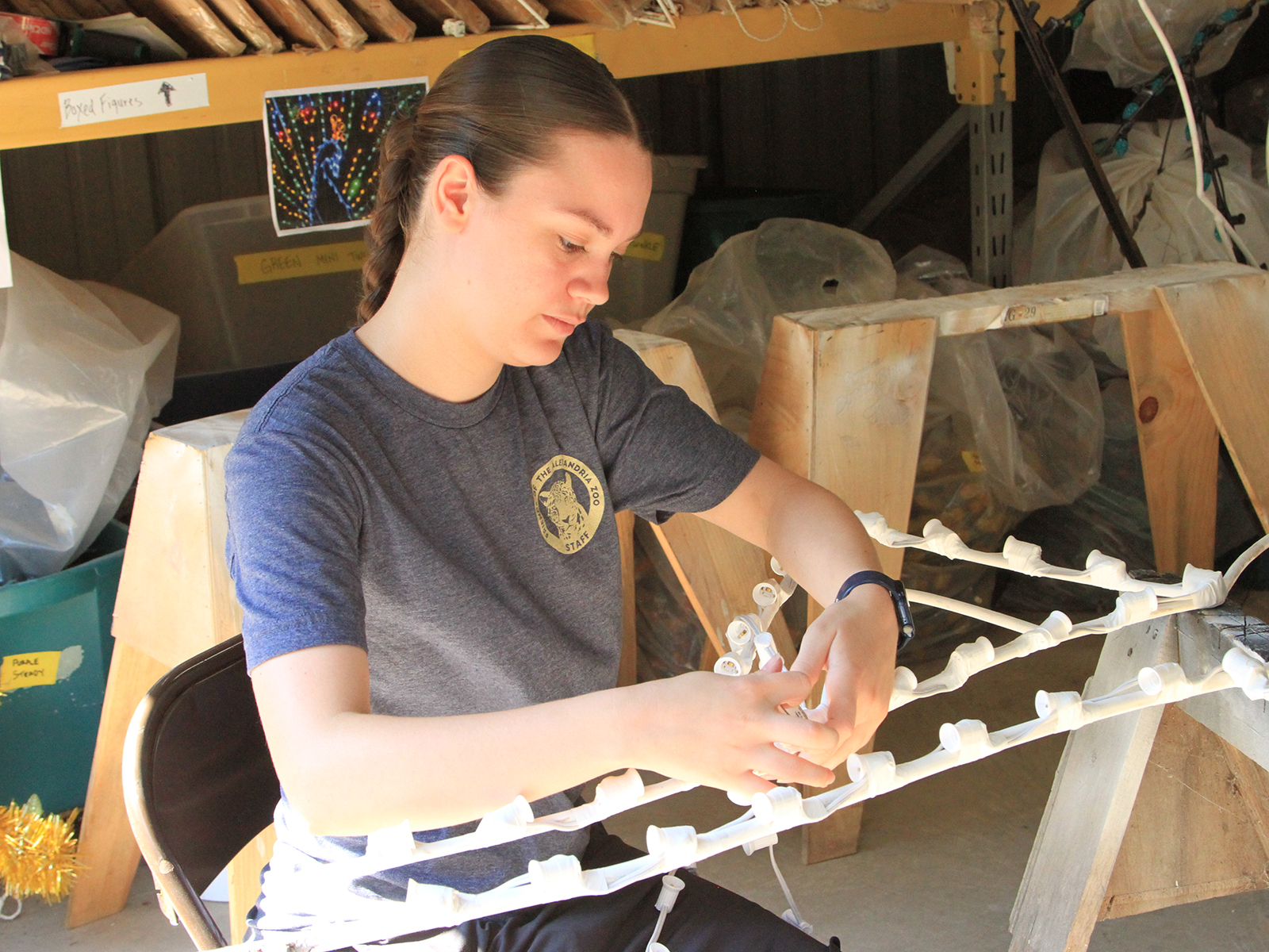 employees preparing for Holiday Light Safari