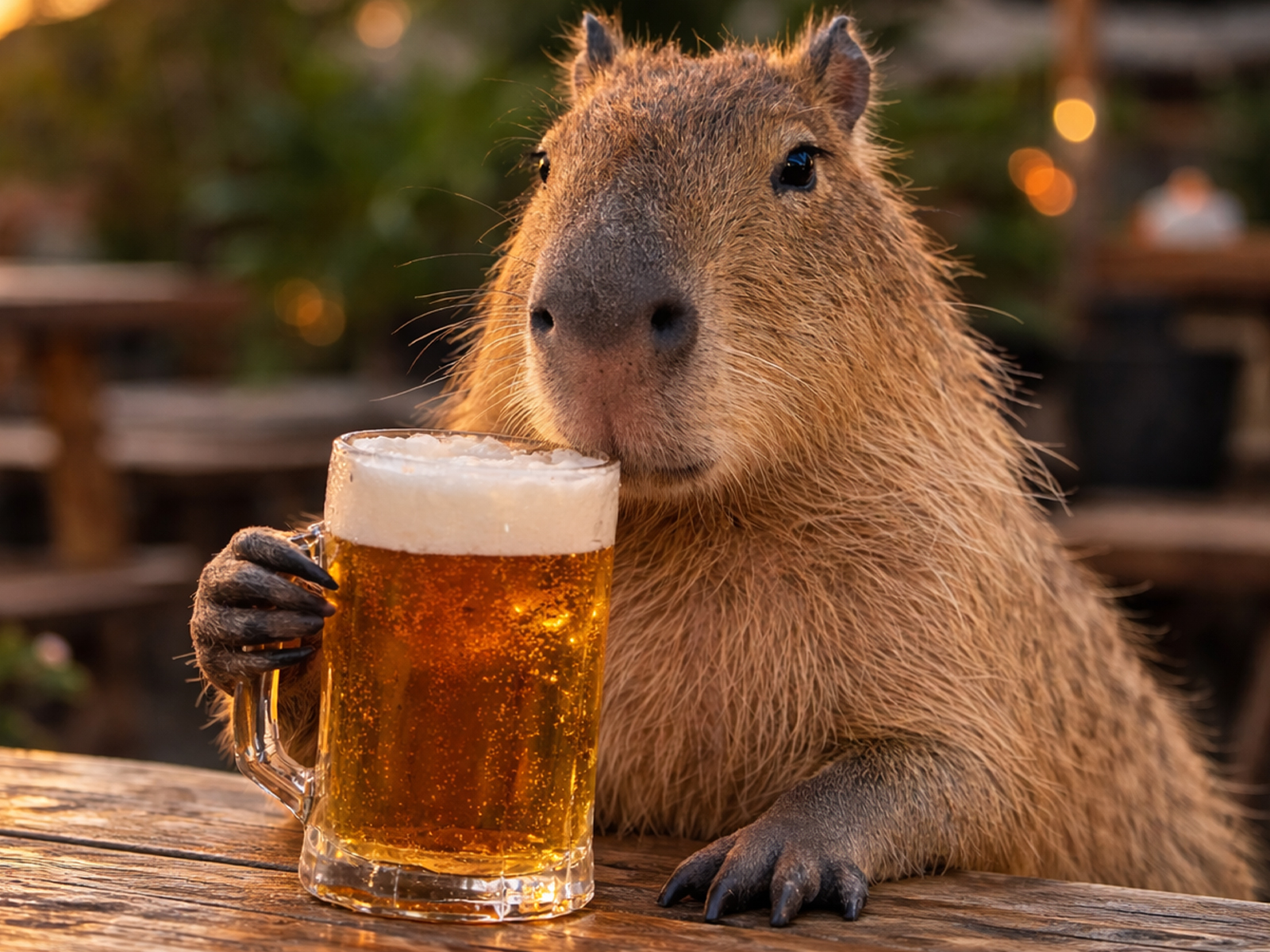 capybara with beer mug