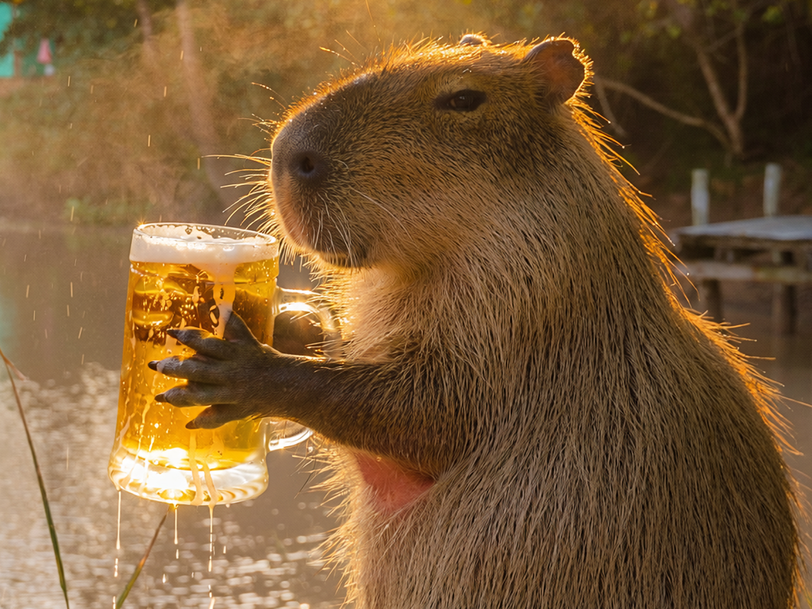 capybara with beer mug